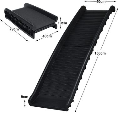 Рампа для собак, спідниця для собак з пластику, неслизька, 156 x 40 см, для великих і маленьких тварин (з папером з замороженим ефектом)