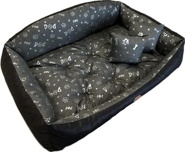Ортопедичне ліжко для собак Dogs4Life: м'яке, миється, з можливістю персоналізації (S-XXL, сірий з срібними лапками)