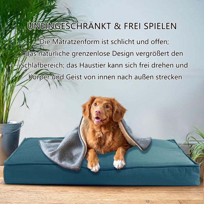 Ортопедичне ліжко для собак з Memory Foam, блакитне, розмір M. Ліжко для собак з шаруватого пінополіуретану, знімний, пральний чохол. Підходить для собак маленьких, середніх та великих порід.