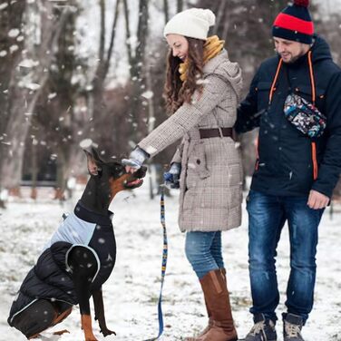 Зимовий теплий пуховик для великих собак XL - червоний, для захисту від снігу, з відбиваючими елементами, зручний воротник-стійка