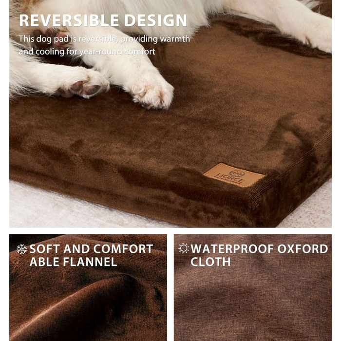 Килимок для собак з Memory Foam, XL, знімний, водонепроникний, для великих собак, 106.7 см, 41x27x2 см, слонова кістка