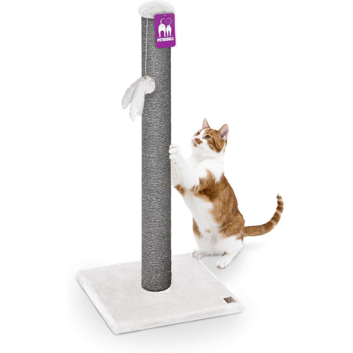 Дряпка для котів Petrebels Maine, 90 см, з міцною основою та сизалевим стовпчиком, 40 x 40 x 90 см, колір off-white