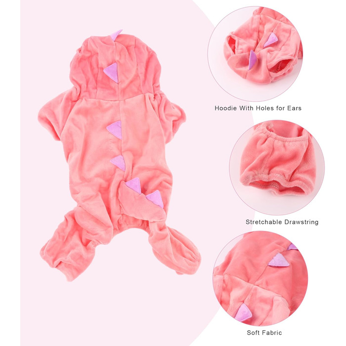 Костюм на Хелловін для собак DELIFUR, динозавр, великий розмір 3XL, зелений (XXXL, рожевий)