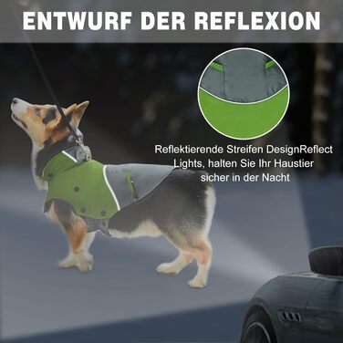 Зимова куртка для собак Petloft, світловідбиваюча, вітронепроникна, з флісовою підкладкою (XS, зелена)