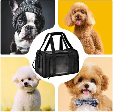 М'яка переноска для котів та собак, чорна | Переноска для тварин, дихаюча, складна, для подорожей