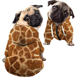 Пуловер для собак з принтом жирафи, одяг для тварин, зручний, з капюшоном, спортивний, для котів та собак, розмір 37x55x40 см