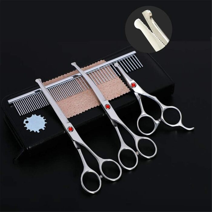 Набір професійних ножиць для грумінгу тварин: 3 шт. з нержавіючої сталі, безпечні закруглені кінчики, для собак та котів