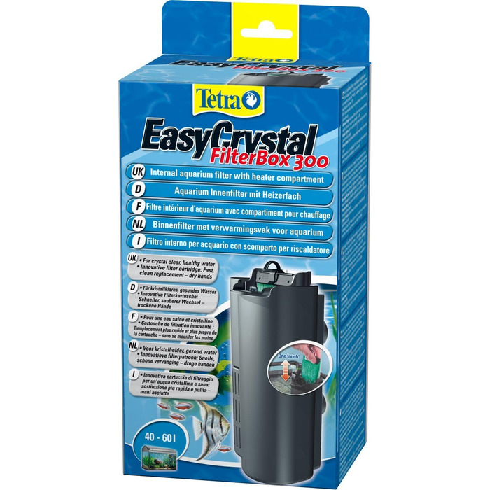 Tetra EasyCrystal фільтр для акваріума 300 з комплектом змінних фільтр-падів 250/300, 3 шт. – фільтр для кришталево чистої та здорової води, внутрішній фільтр з фільтруючим матеріалом
