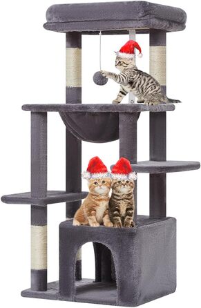 Котячий комплекс Taoqimiao 100 см, дім-кіготька для домашніх котів, розкішна котяча будка з м'яким гамаком і лежанкою, MS027G, димчасто-сірий