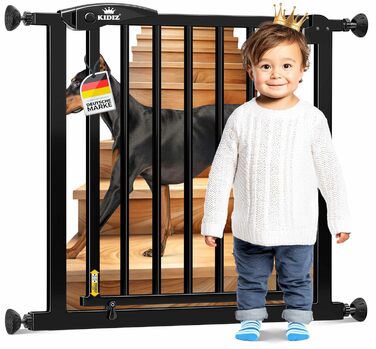 Захист для сходів Kidiz: сітка-захист для дітей без свердління, автоматичне закриття, кут зупинки 90°, ширина 88-94 см, чорний