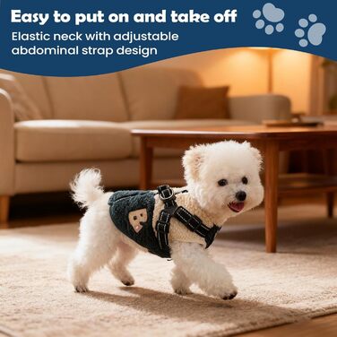 Зимовий теплий одяг для собак - куртка з флісовою підкладкою з отвором для шлейки, тепла куртка для холодної погоди, для маленьких та середніх собак, осінь, зелено-білий