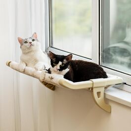 Підвісна лежанка для котів MEWOOFUN на вікно, 50x36 см, знімний чохол, м'яке ліжко, без присосок, витримує до 18 кг, біла