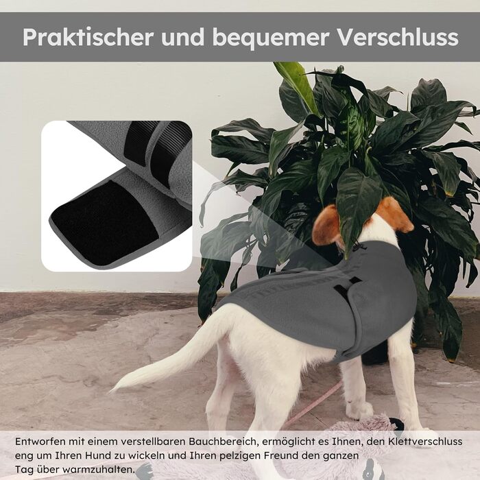 Пуловер для собак Queenmore з флісу, теплий зимовий одяг для маленьких порід (Йоркширський тер'єр, Пудель, Померанський шпіц), сірий, розмір S