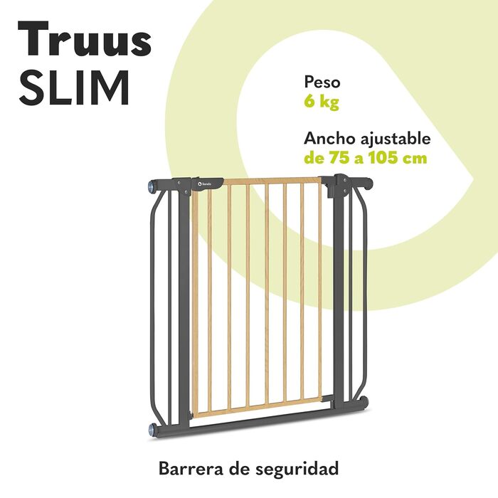 Захисні ворота LIONELO Truus Slim, регульована ширина 75-105 см, висота 77 см, двостороннє відкривання, самозамикаючі, округлені краї
