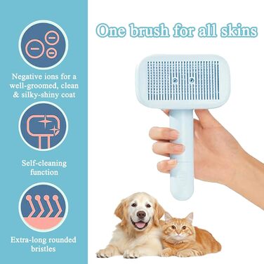 Іонна щітка для тварин Piddy Pet - професійна щітка з подвійним іонізатором, самоочисна щітка для собак та котів з короткою та довгою шерстю, розплутує шерсть