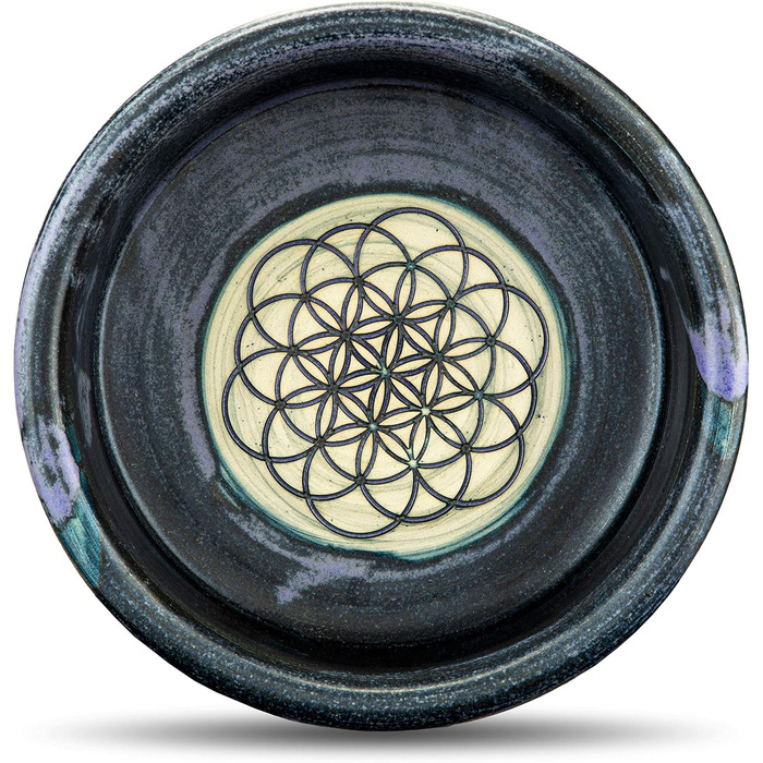 Керамічна миска для собак та котів KRAFTSPIRALE (зелено-блакитна) - ручної роботи, 0,6 л, 17-18 см