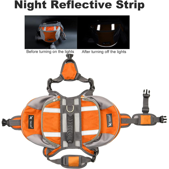 Шлейка для собак PETCUTE середнього та великого розміру, регульована, для прогулянок, тренувань, з відбиваючими елементами та ручкою (Помаранчевий, S)