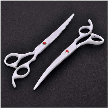 Професійна ножиця для собак, вигнута, для грумінгу, біла