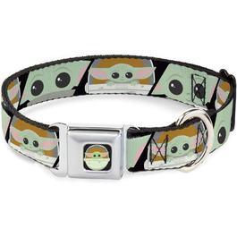 Собачий нашийник Buckle-Down Star Wars The Child Chibi, чорний, з пряжкою-безпекою, 40,6-58,1 см
