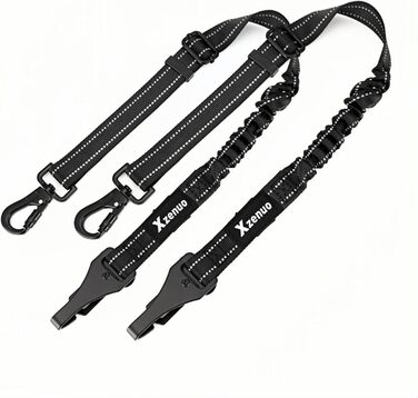 Ремінь безпеки для собак в авто: 2 шт., чорний, 60 см, з регулюванням та амортизацією