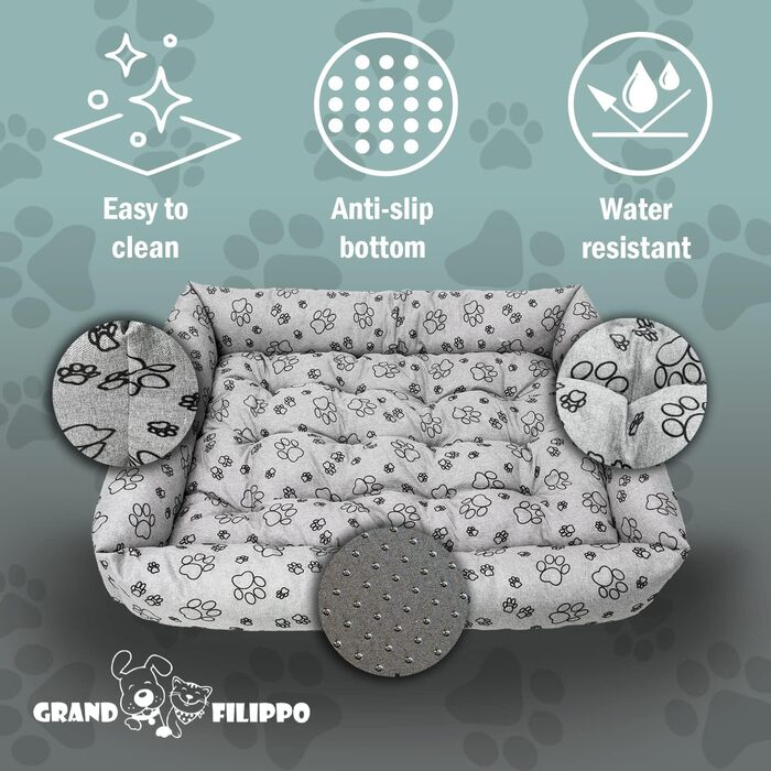 Водонепроникне ліжко для собак - ліжка для маленьких та великих собак - ліжко для собак з неслизьким дном - собачий кошик, лежанка (120x90x20, сірий колір)