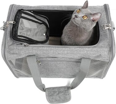 Транспортна сумка для собак Haustier – зручна та складна сумка-переноска для собак, Oxford-тканина (рожева/сіра)