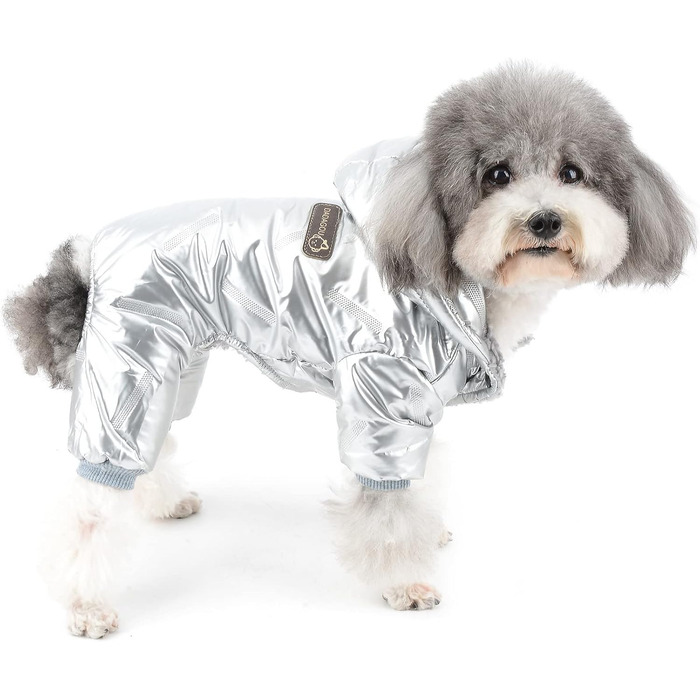 Водонепроникний зимовий костюм для собак Zunea, теплий флісовий пуловер з капюшоном, підходить для маленьких собак, сріблястий L