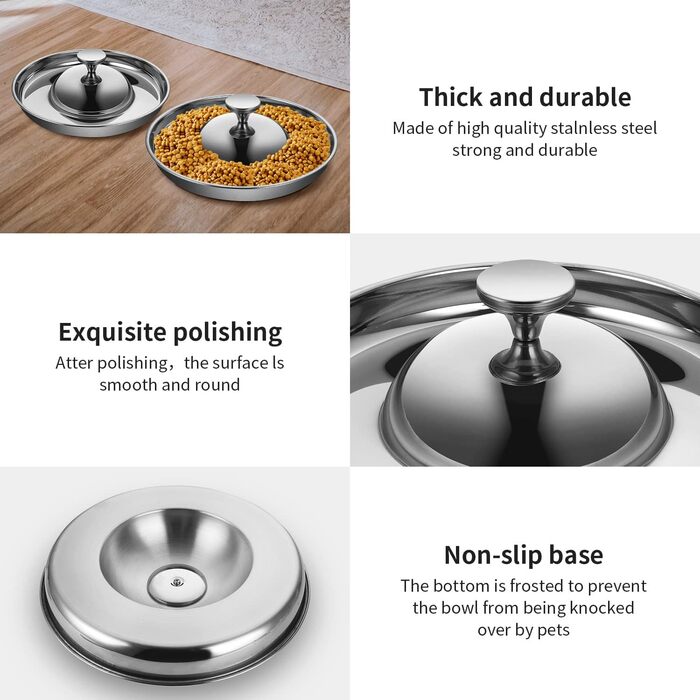 Набір з 2 мисок для цуценят та собак з нержавіючої сталі. Миски для корму та води, повільне годування, відлучення, для маленьких собак та котів
