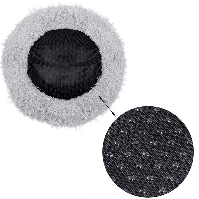 Кругле ліжко для собак Springos з штучного хутра, 90 см, сірий колір - комфортний та затишний лежак з антиковзною основою