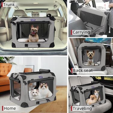 Petprsco Велика переноска для котів і собак, 61x43x43 см, з теплою ковдрою, складаною мискою та м'якою підстилкою, для подорожей