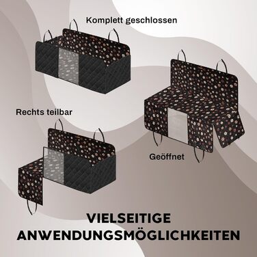 Захист для заднього сидіння автомобіля для собак від Hainberger: водовідштовхувальний, стійкий до подряпин, з боковими захистами та оглядовим вікном, 4-в-1, 137x147 см (з малюнком)