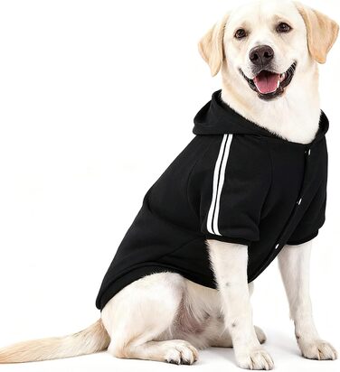 Теплий собачий пуловер NAMSAN для великих собак: зимовий одяг, худі з кнопками (6XL, чорний)