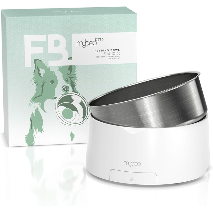 Миска для корму та води з нержавіючої сталі з вбудованими терезами для собак та котів - до 5 кг, знімний об'єм 1000 мл, функція тарування, LCD дисплей, для Барфа, миска для годування