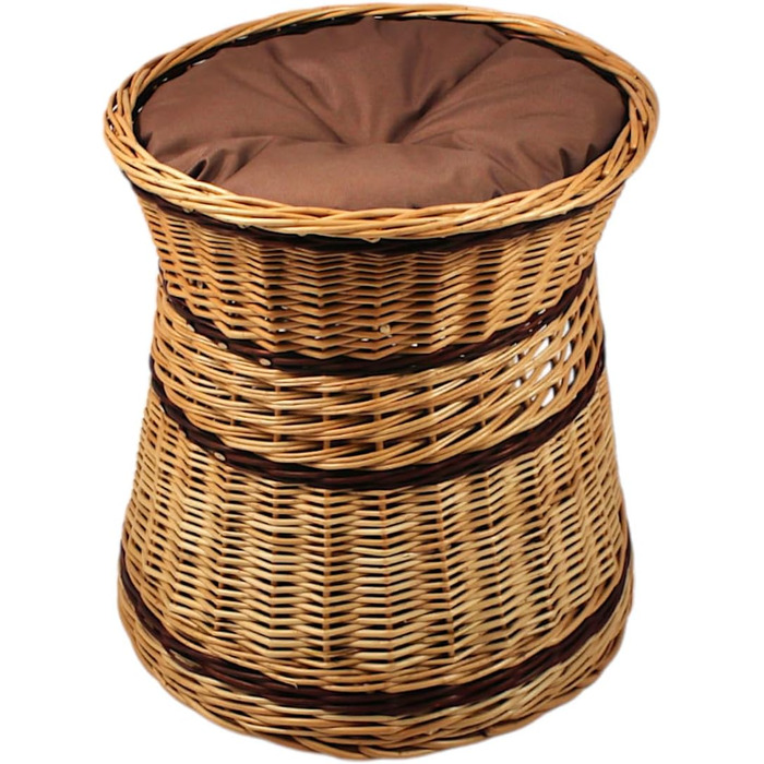 Гніздо для котів та собак: кругле, з плетіння лози, 47x47x45 см з подушкою