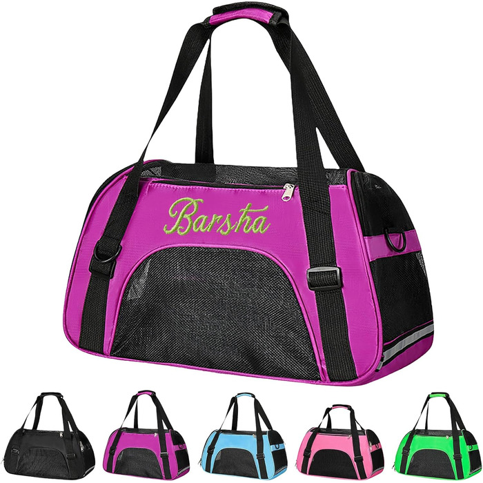 Персоналізована переноска для кота/собаки з вишивкою імені, складана переноска для собак та котів (фіолетовий)