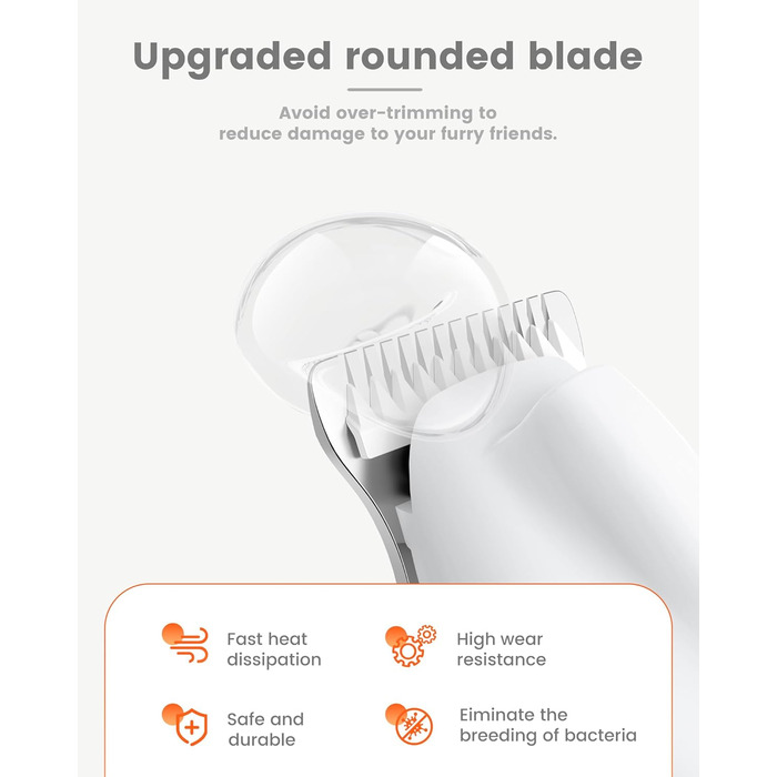 PAPMINI Безшумна машинка для стрижки котів з LED-дисплеєм, Type-C, акумулятор, стригучий інструмент для котів, бездротова машинка для стрижки кігтів, професійна машинка для стрижки лап, вух, обличчя, спини (білий)