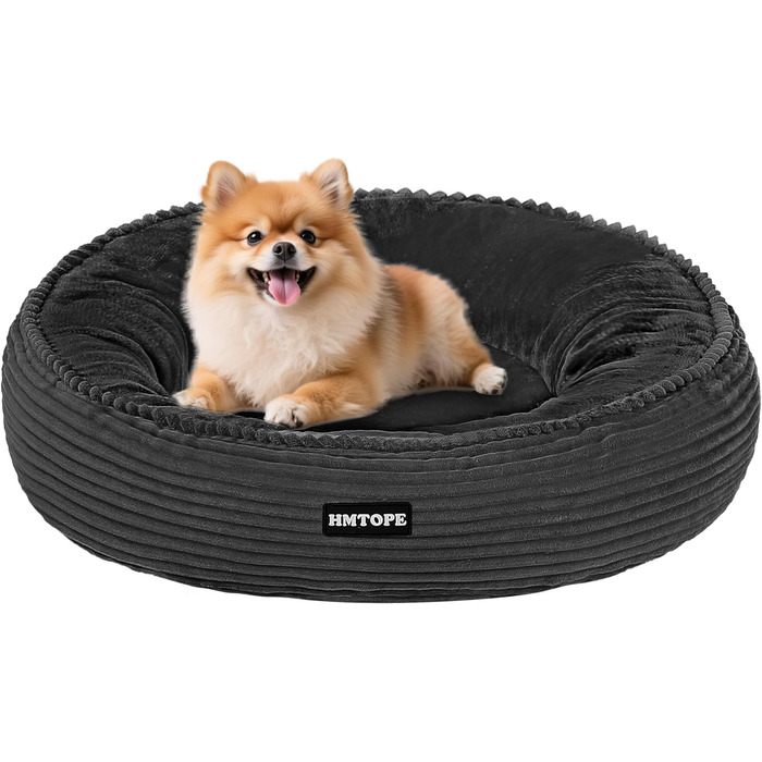 Кругле ліжко для собак та котів, зручне та миється, Ø 60 см, темно-сірий кошик для собак, ліжко-подушка, 60x60x18 см