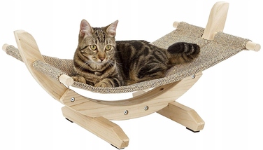 Гамак-ліжечко для котів Kerbl Siesta 2.0 Eco Wood, бежевий, 61x37x29 см