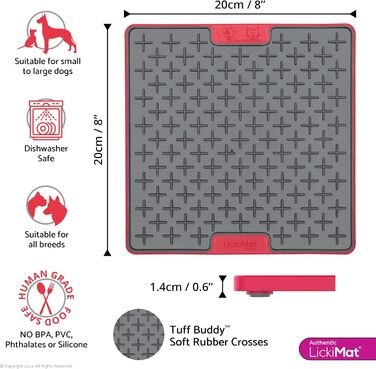 LickiMat Tuff Buddy - годівниця для собак, повільне годування, зменшує нудьгу, червона