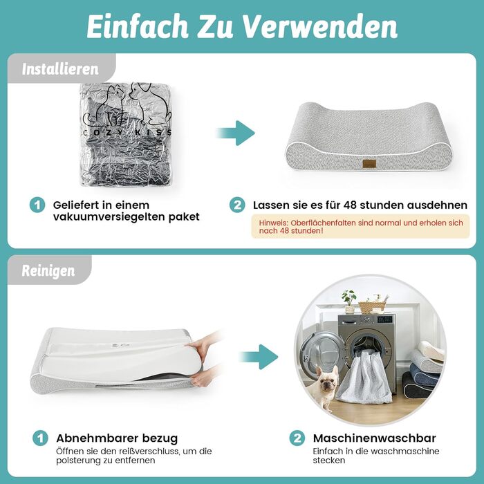 Ортопедичне собаче ліжко для великих собак, 114x76x15 см, знімний чохол, підвищений борт. Водонепроникна, антиковзаюча, стійка до деформації собача лежанка у формі човна, сірого кольору, L (114x76x15 см)