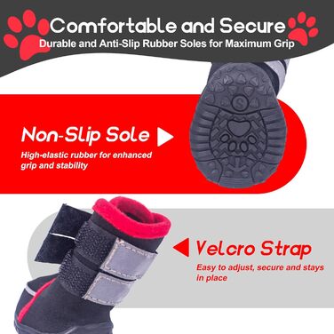 Чоботи для собак, захист подушечок лап, Outdoor, літо, 4 шт., дихаючі, з світловідбиваючим кріпленням, неслизька гумова підошва, для маленьких, середніх та великих собак (S), чорний