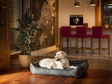 Ліжко для собак, м'яке лежання, крісло-мішечок для тварин, кошик для собак, лежанка XL (82x60 см), чорний колір, екологічна тканина