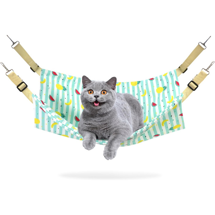 Кішка-гамак для підвішування в клітці Andiker, двошарове ліжко для котів, 55,9 x 45,7 см (блакитний)