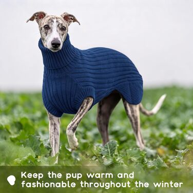 Свитер для собак Whippet та грейхаундів, теплий зимовий одяг для борзих (темно-синій, розмір S)
