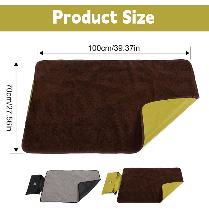 Водонепроникний килимок для собак Zjyufy, флісовий, для дому та вулиці, туристичний, складаний, для малих, середніх та великих собак, зелений