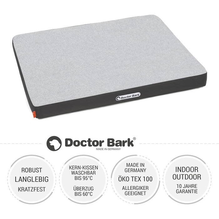 Ортопедичний лежак для собак Doctor Bark з флісовою поверхнею, 80x60 см, сірий (M)