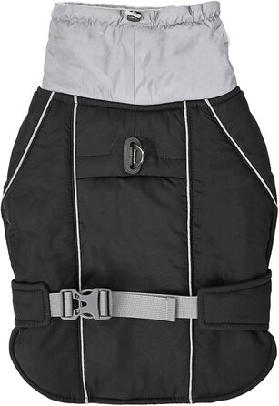 Теплий зимовий одяг для собак Goshyda: куртка, комбінезон, вітро- та водовідштовхуючий, з відбиваючими елементами, для малих, середніх та великих собак (Чорний, L)