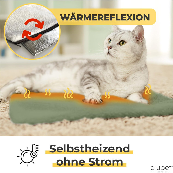 Самогріюча котяча деки I 60x45 см I Без струму I Котяча тепла деки I Деки для котів без струму | Аксесуари для котів | Самогріюча деки для котів (Біла) Біла Для котів (Зелена, Для котів)