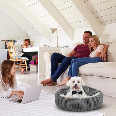 Кругла лежанка для собак та котів Siwa Mary з ортопедичним матрацом та м'якою підстилкою, 66 см, сірий колір