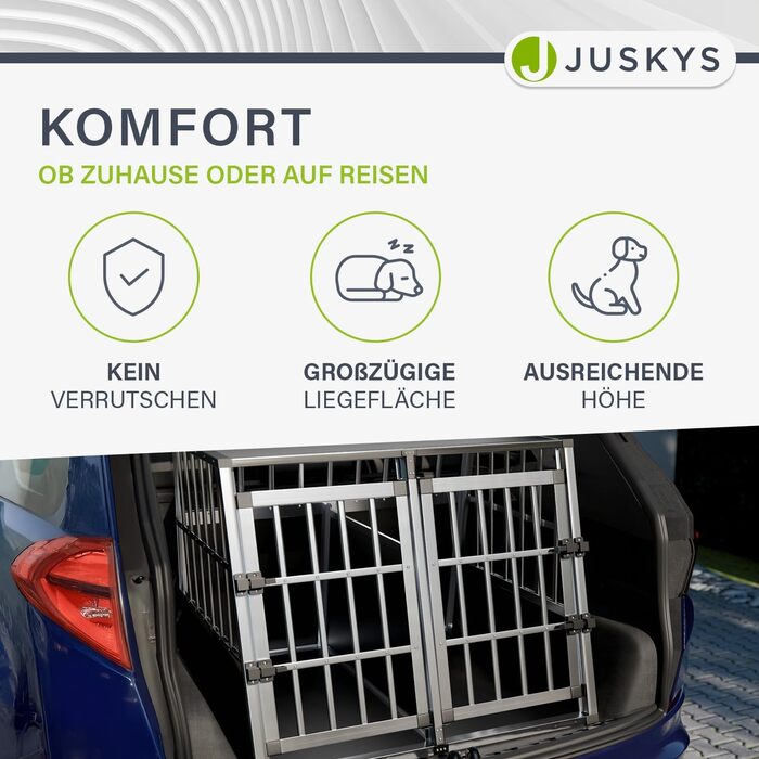 Транспортна переноска для собак Juskys Alu L (91x66x70 см) - алюмінієва, міцна, з замком